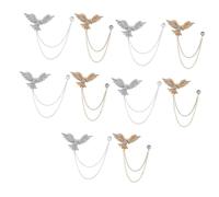 FOMIYES 5sets Vintage Rhinestone Eagle Brooch with Chain Tassel Elegant Lapel Pin for Men and Women for Suits Shirts Coats and Cardigans Stylish Dress Accessory 2pcs*5