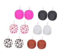 FOMIYES 6 pairs Cow Print Drop Dangle Earrings for Women Western Cowboy Hat Style Ear Jewelry Gift Lightweight Fashion Accessories for Daily Wear and Photography Props