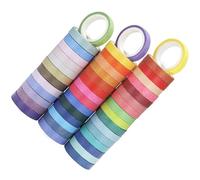 FOMIYES 60 Rolls Washi Tape Set, 60 Unique Solid Color Adhesive Paper Tapes for Scrapbooking, Notebook Decoration, DIY Crafts, and Hand Account Journals in Classic Basic Colors