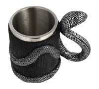 FOMIYES 600ml Stainless Steel Inner Liner Creative Snake Handle Coffee Mug Silver Black Household Beverage Cup for Home Use