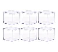 FOMIYES 6pcs 8.5cm Acrylic Square Storage Boxes with Lids for Candy, Cookie, Biscuit and Sweet Container, Portable Food Packaging Boxes for Wrapping and Craft Supplies
