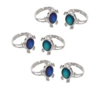 FOMIYES 6pcs Adjustable Color Changing Mood Rings for Boys Temperature Sensitive Sea Turtle Design Open Bands Interactive Emotion Jewelry Birthday Party Favors