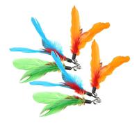 FOMIYES 6pcs Cat Plumage Replacement Refills for Interactive Cat Wand Multi-color Blue Green Orange Plumes for Kitten Play