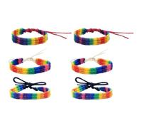 FOMIYES 6Pcs DIY Rainbow Braided Cotton Bracelets, Unisex Pride Woven Wristbands, Colorful Handmade Friendship Bands for Lgbt Festival and Parade Accessories