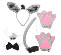 FOMIYES 6pcs Donkey Costume Headband Bowtie Tail Nose Gloves for Halloween Dress up Boys and Girls Donkey Ears Costume for Halloween Party