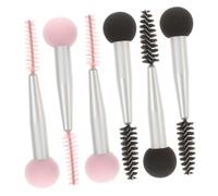 FOMIYES 6pcs Double Head Makeup Sponge Brush with Eyebrow and Lash Brush Handle Versatile Cosmetic Applicator for Women and Professionals Pink and Black Sponge Heads