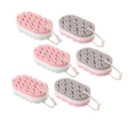 FOMIYES 6pcs Exfoliating Bath Sponges for Women and Men Dual-Sided Shower Scrubbers with Lanyard for Easy Drying Gentle Yet Body Scrubber in Green White