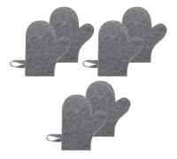 FOMIYES 6Pcs Grey Felt Sauna Gloves Heat-Resistant Hand Mitts for Home Spa, Breathable Warming Shower Gloves for Women, Absorbent Steamer Mitts for Sauna and Bath Use