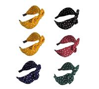 FOMIYES 6Pcs Knotted Spot Hair Bands Fashion Headwraps with Bowknot Design Leopard Dot Pattern Mixed Colors Yellow Red Black Pink Green Khaki for Women Daily Party Use