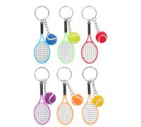 FOMIYES 6pcs Mini Tennis Racket Keychain Sports Bag Pendants Portable Tennis Key Holder Unique Gift for Women Party Favors Car Keyring Accessories