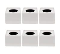 FOMIYES 6pcs Portable White Plastic Microphone Logo Cube with Simple Setup and Portable Design for Studio and Field Reporting Microphone Flag Station Accessories