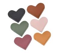 FOMIYES 6pcs Pu Leather Heart-Shaped Bookmarks Bulk Corner Page Markers for Students Portable Reading Accessories in Black Burgundy Pink Light Brown Light Green Mustard