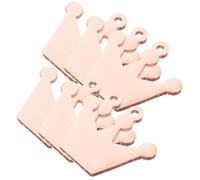 FOMIYES 6pcs Rose Gold Stainless Steel Crown Dog Tags Engraved Pet Name Id Tags Metal Mirror Finish Necklace Pendants for Dog Collars