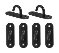 FOMIYES 6Pcs Stainless Steel Resistance Band Wall Mount Anchors with Large Black Hooks, Heavy-Duty Workout Wall Anchor Set for Gym, Yoga, and Battle Rope Training