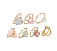 FOMIYES 7pcs Adjustable Open Rings for Girls Cute Multi-Shape Toddler Jewelry Colorful Kids Finger Rings Set for Birthday and Parties