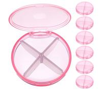 FOMIYES 7pcs Daily Pill Organizer: Tablet Storage Case with 4 Compartments - Round Medicine Storage Box with Flip-Top to Hold Medication