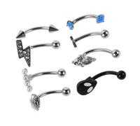 FOMIYES 8pcs Eyebrow Piercing Jewelry Set for Women Stainless Surgical Steel Retro Eyebrow Rings Hypoallergenic Labret Lip Studs Easy to Install Tarnish Resistant Unique Piercing