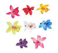 FOMIYES 8pcs Orchid Flower Hair Clips Vibrant Floral Hairpins for Weddings Parties Festivals Bohemian Style Accessories for Women Girls in White Yellow Red Green Blue Pink Deep Purple