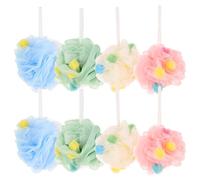 FOMIYES 8pcs Shower Loofah: Hanging Bath Loofah Shower Pouf Balls Bathroom Essentials - Exfoliating Mesh Body Scrubber for Cleaning Spa Accessories