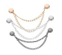 FOMIYES 9pcs Magnetic Clothing Clips Adjustable Magnetic Buttons for Pants and Shirts No Sew Waistband Tightener Versatile Cinch Clips with Chain Silver Black Gold