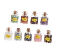 FOMIYES 9pcs Natural Crystal Gemstone Wishing Bottles Set Tumbled Stones Mini Mineral Healing Bottles for Home Decoration and Crystal Random Style