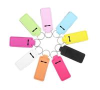 FOMIYES 9pcs Portable Lipstick Protective Covers with Keychain Ring Small Square Lip Balm Holders for Outdoor Standard Lip Cream Tubes Convenient Lipstick Carrier