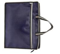 FOMIYES A4 Oxford Cloth File Pouch with Dual Zipper and Handle, Navy Portable Document Organizer Bag for Office, School, and Travel File Storage