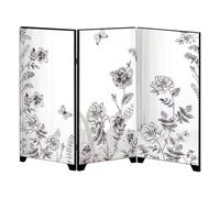 FOMIYES Acrylic 3-Panel Desktop Folding Screen Oriental Style, Black Lightweight Mini Divider with Antique Painting Details for Home and Workspace