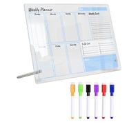 FOMIYES Acrylic Dry Erase Board 9pcs Set with 6 Whiteboard Pens and 2 7cm Push Pins, Desktop Writing Memo Board for Weekly Planning and Office Organization