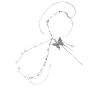 FOMIYES Adjustable Butterfly Charm Layered Rhinestone Waist Chain for Women Multi-layer Body Jewelry Belt for Party Formal and Casual Outfits Elegant Summer Accessory