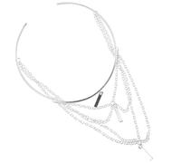 FOMIYES Adjustable Punk Metal Chain Open Arm Cuff Bracelet for Women Silver Upper Arm Bangle with Tassel Charm Accessory for Casual Wear