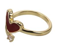 FOMIYES Adjustable Red Heart Ring with Dazzling Zircon Stones Elegant Open Finger Ring for Women for Anniversaries Engagements and Christmas Craftsmanship and Comfortable Fit