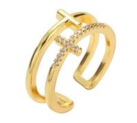 FOMIYES Adjustable Ring for Women with Rhinestone Bling Design Copper Material Fashion Jewelry for Teen Comfortable Fit Stylish Religious Finger Decoration