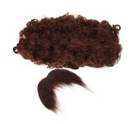FOMIYES Afro Wig and Fake Mustache Set Brown Costume Accessory for Parties Unisex Artificial Hairstyle and Beard Kit Pirate Style with Curly Hair and Handlebar Mustache One