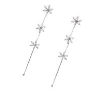 FOMIYES Allergy Silver Snowflake Earrings for Women Sterling Dangle Jewelry Anti-rust Hypoallergenic Crystal Zirconia Birthday Wedding