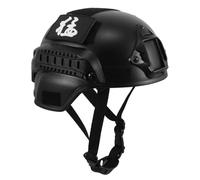 FOMIYES Army Helmet for Boys and Girls and Adults with Adjustable Chin Strap, Lightweight Hard Hat for Outdoor Cosplay Roleplaying, Black Protective Combat Gear Party Adventure