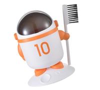 FOMIYES Astronaut Mini Trash Can with Lid and Brush, Small Cute Desktop Garbage Bin for Office and Home Countertop, Creative Space Orange Tiny Wastebasket for Desk Organization