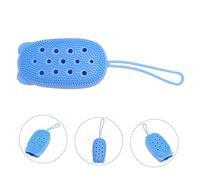 FOMIYES Automatic Soak Silicone Shower Brush with Soap Storage Portable Bath Scrubber for Deep Cleansing and Exfoliation Easy Grip Back Scrubber for Home Bathroom and Hotel Use Sky Blue