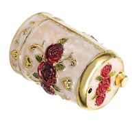 FOMIYES Automatic Toothpick Holder with Lid Toothpick Dispenser Storage Box for Household and Restaurant Use Portable Press-activated in Gold White and Red Rose