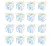 FOMIYES Baby Shower Favor Candy Boxes 25 Sets Blue Boxes with Round Tags and Gold Glitter for Baby Shower Party Decorations and Wrapping Supplies