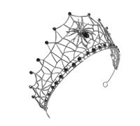 FOMIYES Baroque Alloy Spider Web Wedding Crown Headpiece for Brides Gothic Bridal Hair Accessory for Halloween Party Cosplay Elegant Womens Festival Headband