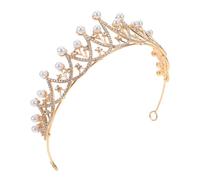 FOMIYES Baroque Bridal Tiara with Pearls and Rhinestones Lightweight Crystal Princess Crown Headpiece for Women Wedding Party Elegant Vintage Headwear