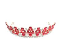 FOMIYES Baroque Rhinestone Bridal Crown Lightweight Women Wedding Tiara Headband with Crystal Detailing Secure Fit for Bride Party Costume Cosplay Red