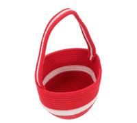 FOMIYES Basket Organizer Storage Foldable Rope with Handles Cotton Red Oval Bin for Reliable Longterm Use , Multipurpose Woven Basket for Christmas Gatherings and Festive Tabletop Storage