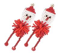 FOMIYES Beaded Santa Claus Drop Earrings for Women Christmas Party Lightweight Holiday Accessories Handmade Festive Costume Jewelry Gift