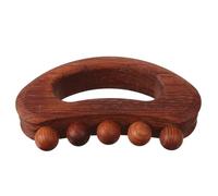 FOMIYES Beech Wood Guasha Scraping Massage Tool with Semi-Circle Five-Bead Vein Pusher, Natural Wood Therapy Massager for Muscle Relaxation and Foot Pressure Point Massage