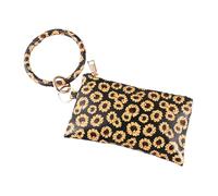 FOMIYES Black Background Yellow Sunflower Portable Purse Multifunctional Women's Wallet Handbag with Zippered Compartment for Phone and Essentials Stylish Durable Design