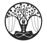 FOMIYES Black Meditation Yoga Metal Wall Art Altar Indoor Zen Home Decoration Outdoor Garden Patio Hanging Sign for Living Room Bedroom Collection Yoga for Women Lady 34cm