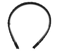 FOMIYES Black Plaited Braid Headband for Women Wide Tooth Hairband with Synthetic Wig Braids Flexible Non Slip Hair Accessory for Thick Hair Comfortable and Fiber Metal Design