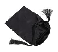 FOMIYES Black Satin Drawstring Pouch Travel Makeup Bag Multi Function Toiletry Organizer Sundries Finishing Bag for School Office Outdoor Use